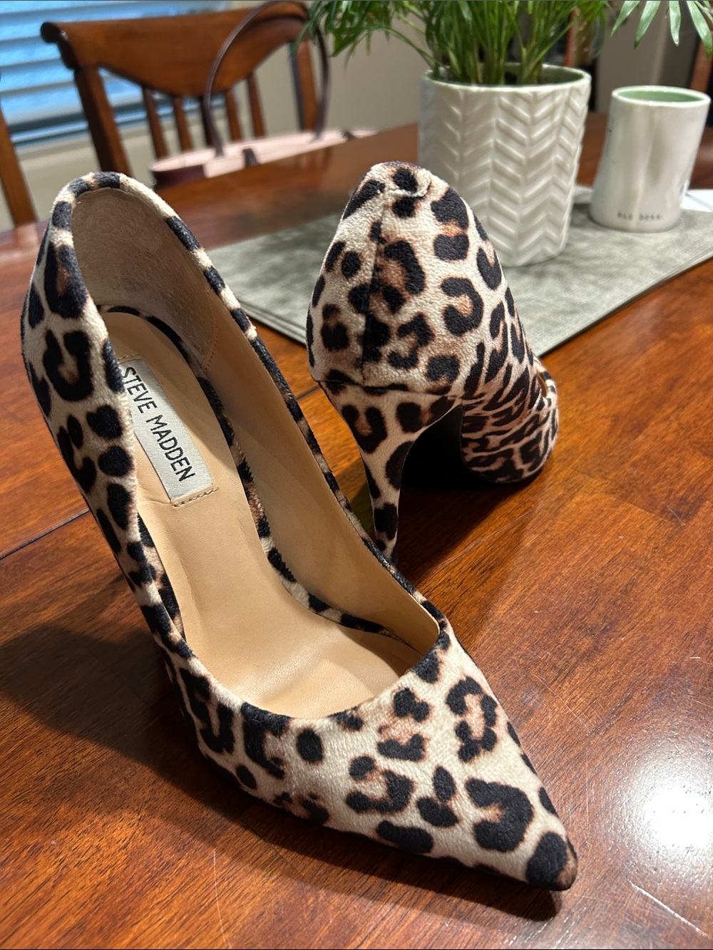 Steve Madden Leopard-Print Pointed Toe Pumps - Tan/Black